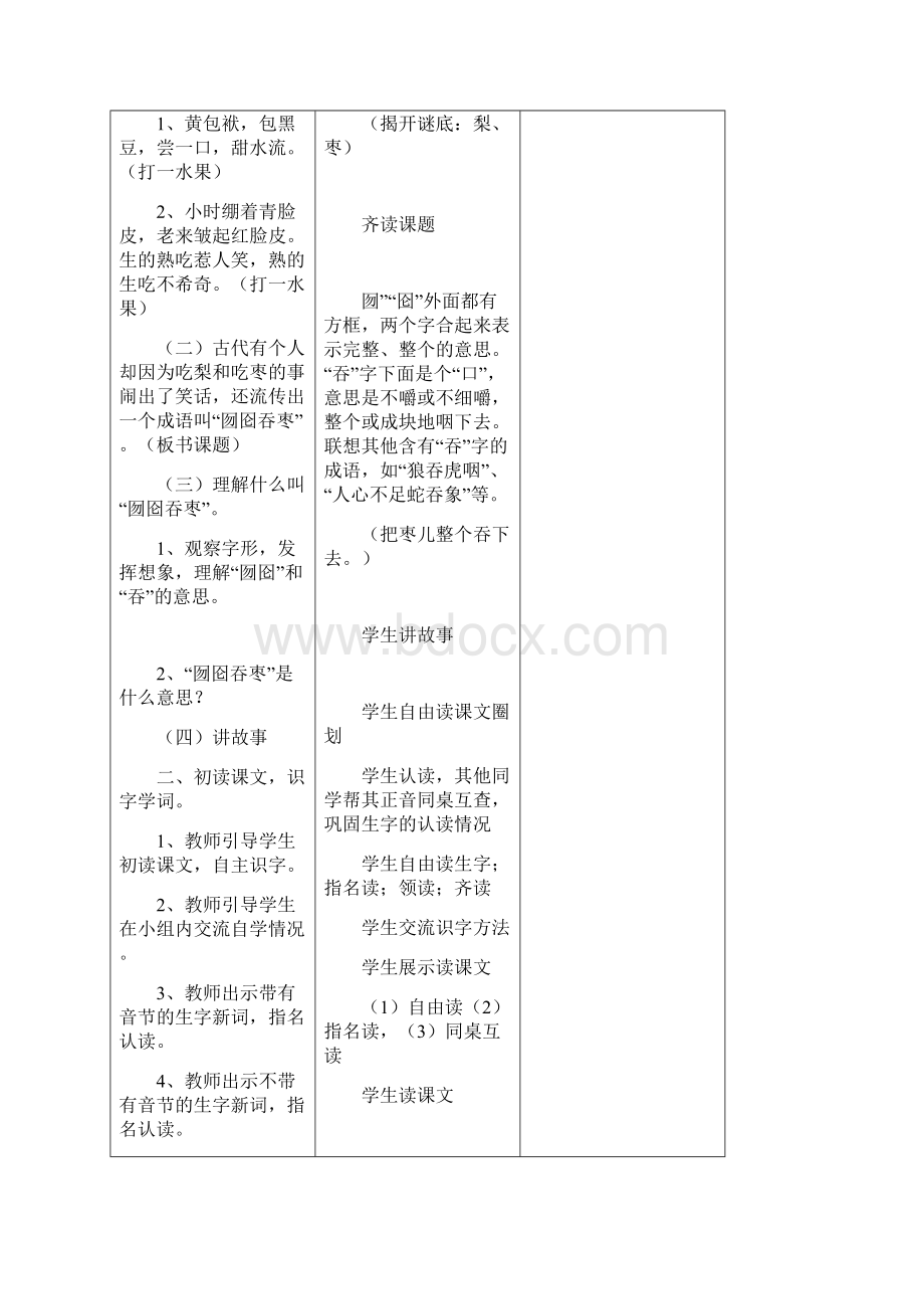 16冀教版小学二年级语文下册《囫囵吞枣》教案Word文档下载推荐.docx_第2页