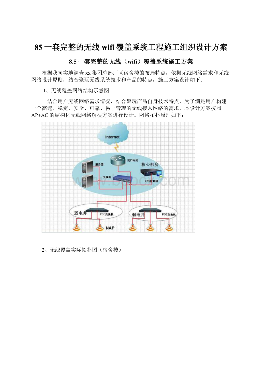 85一套完整的无线wifi覆盖系统工程施工组织设计方案文档格式.docx