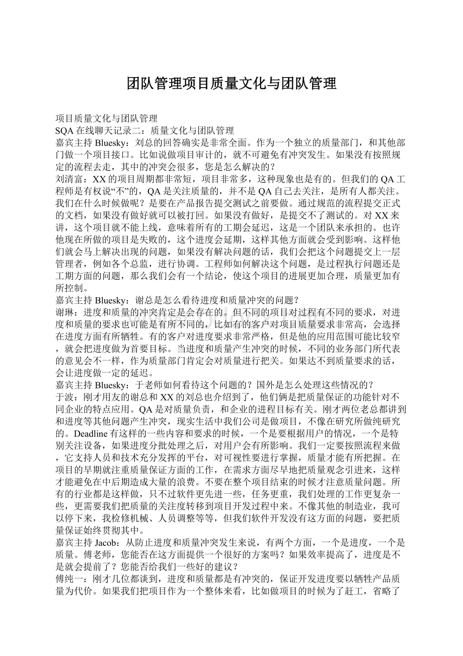 团队管理项目质量文化与团队管理.docx