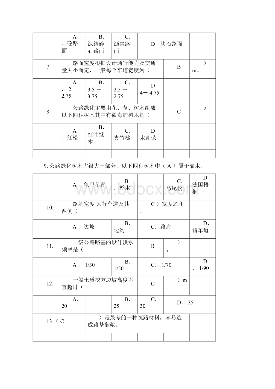 公路养护工中级复习题Word格式文档下载.docx_第2页