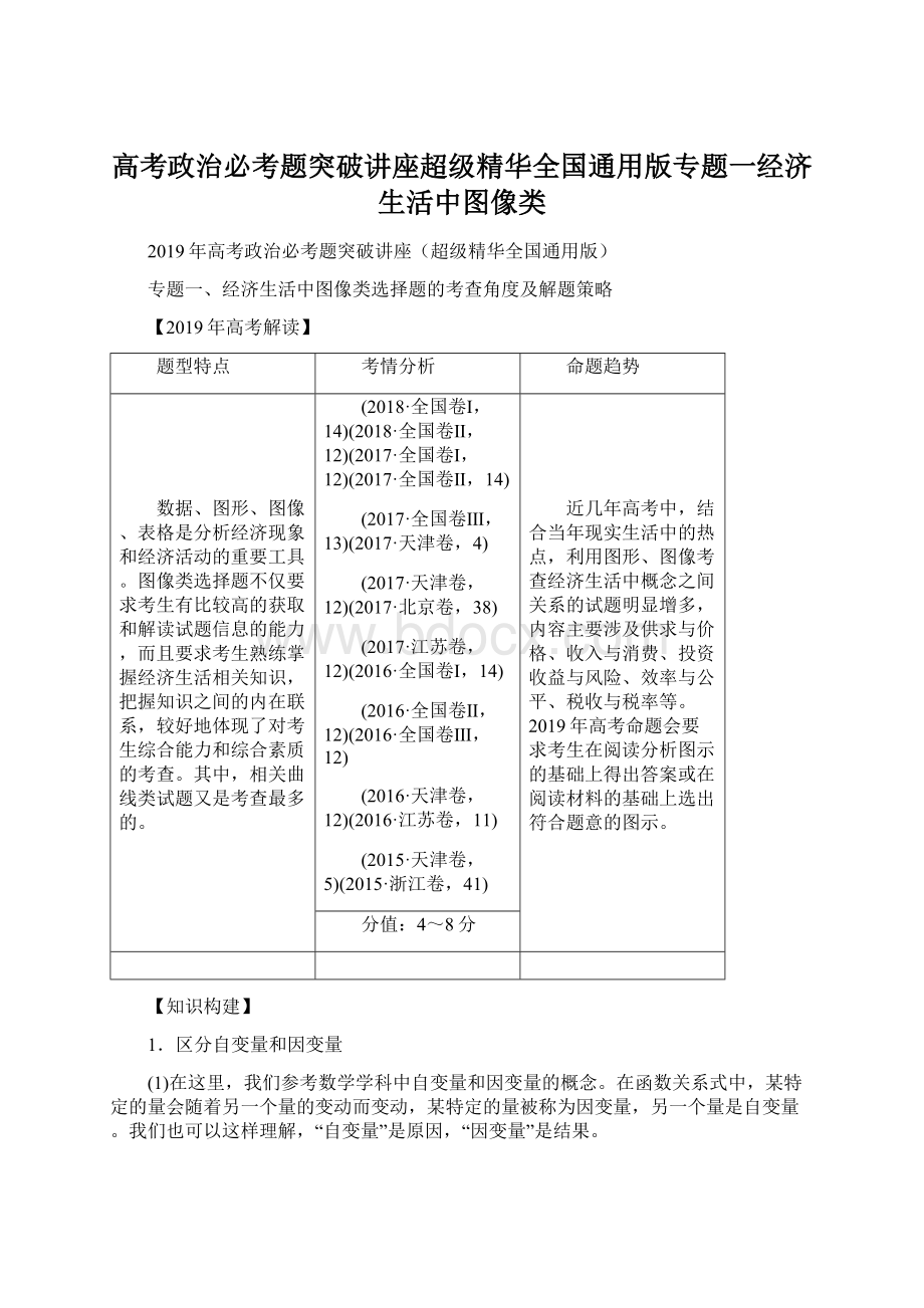 高考政治必考题突破讲座超级精华全国通用版专题一经济生活中图像类.docx_第1页