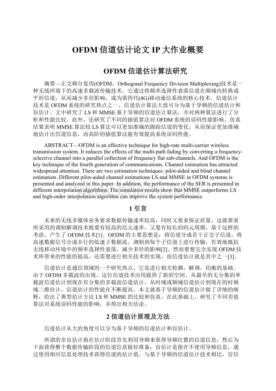 OFDM信道估计论文IP大作业概要文档格式.docx