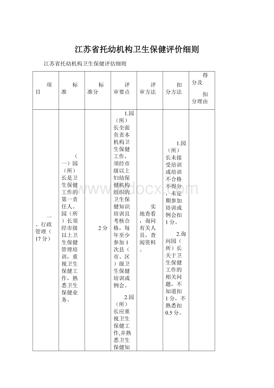 江苏省托幼机构卫生保健评价细则Word文档下载推荐.docx_第1页