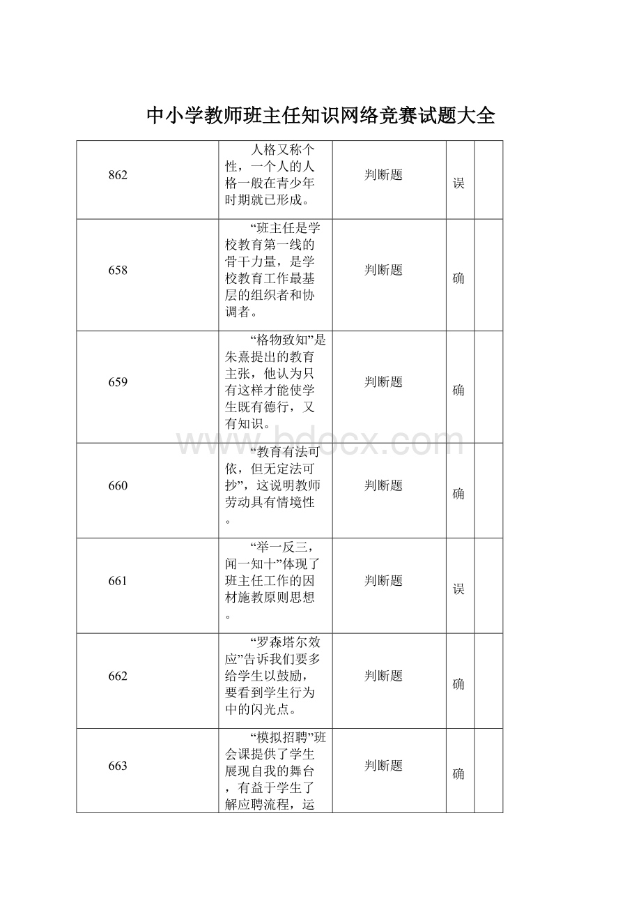 中小学教师班主任知识网络竞赛试题大全Word文档下载推荐.docx