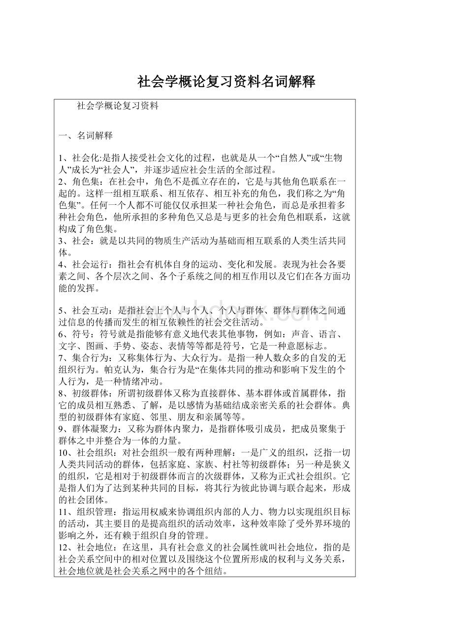 社会学概论复习资料名词解释.docx_第1页