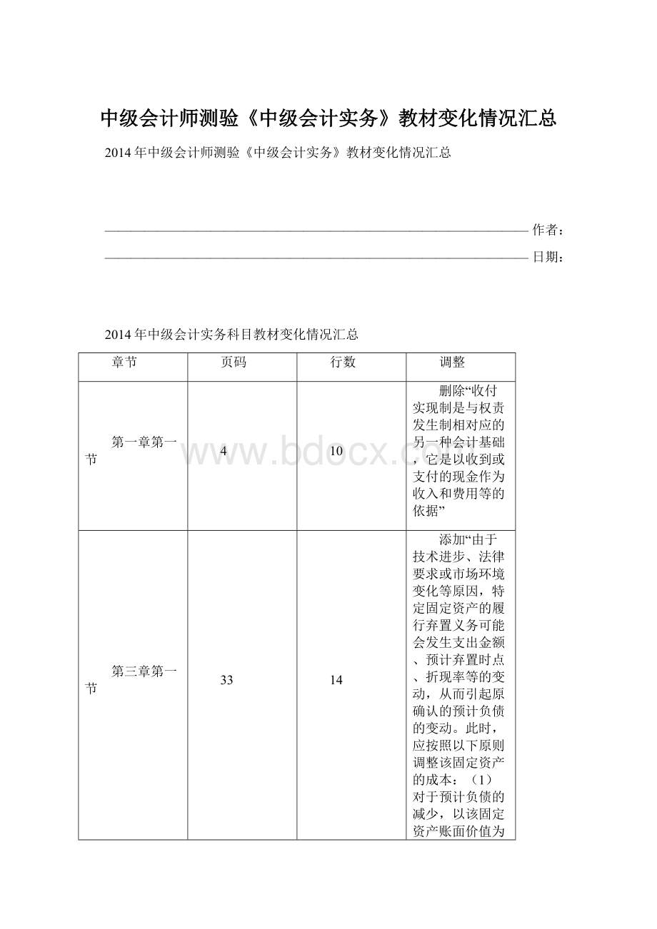 中级会计师测验《中级会计实务》教材变化情况汇总文档格式.docx_第1页