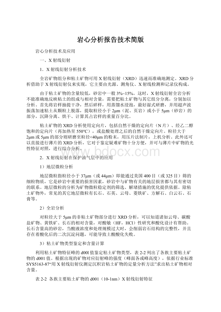 岩心分析报告技术简版文档格式.docx