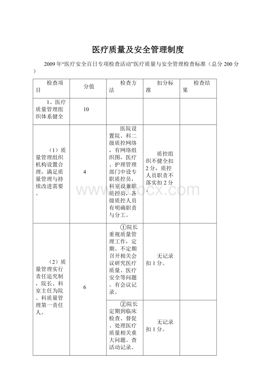 医疗质量及安全管理制度Word格式文档下载.docx_第1页