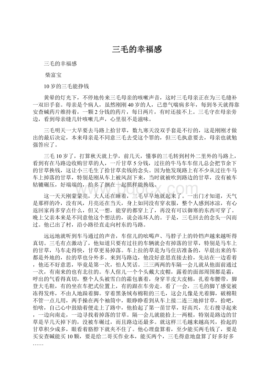 三毛的幸福感文档格式.docx