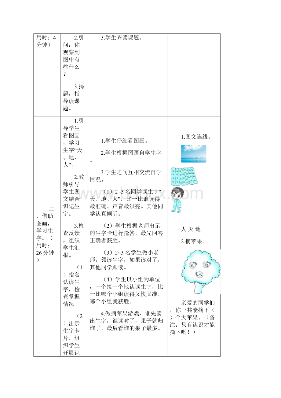 人教版一年级语文上册集体备课教案表格式.docx_第2页