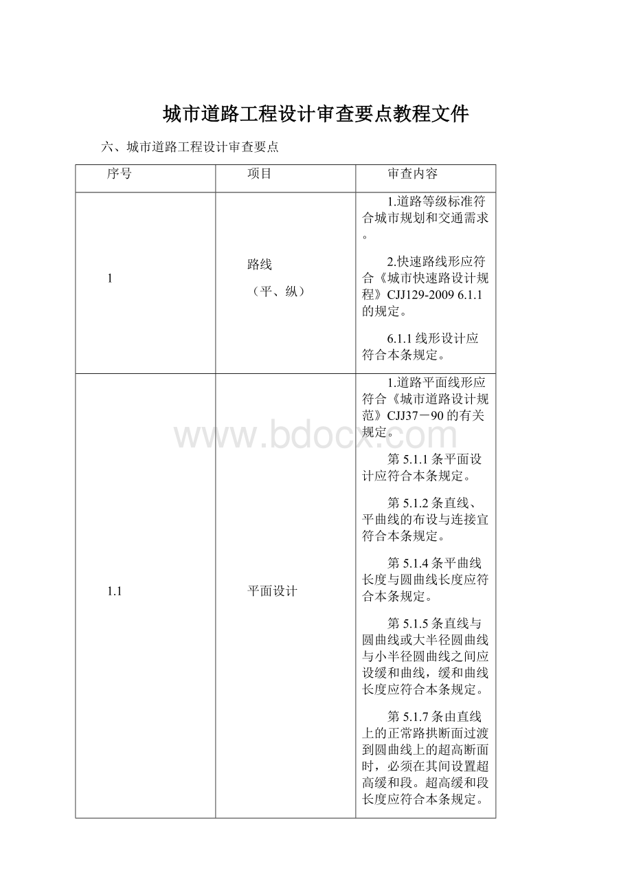 城市道路工程设计审查要点教程文件Word格式文档下载.docx_第1页