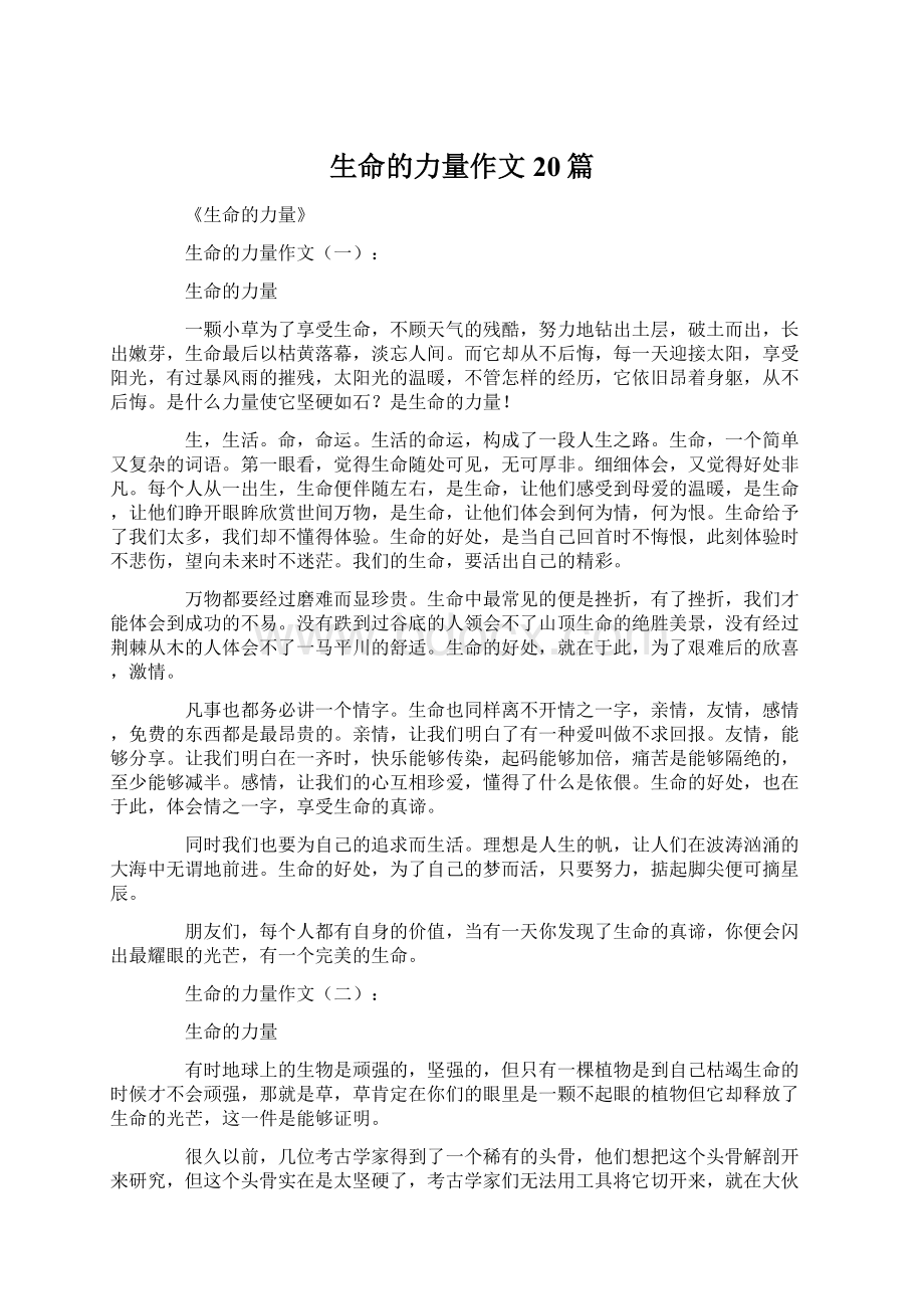 生命的力量作文20篇.docx