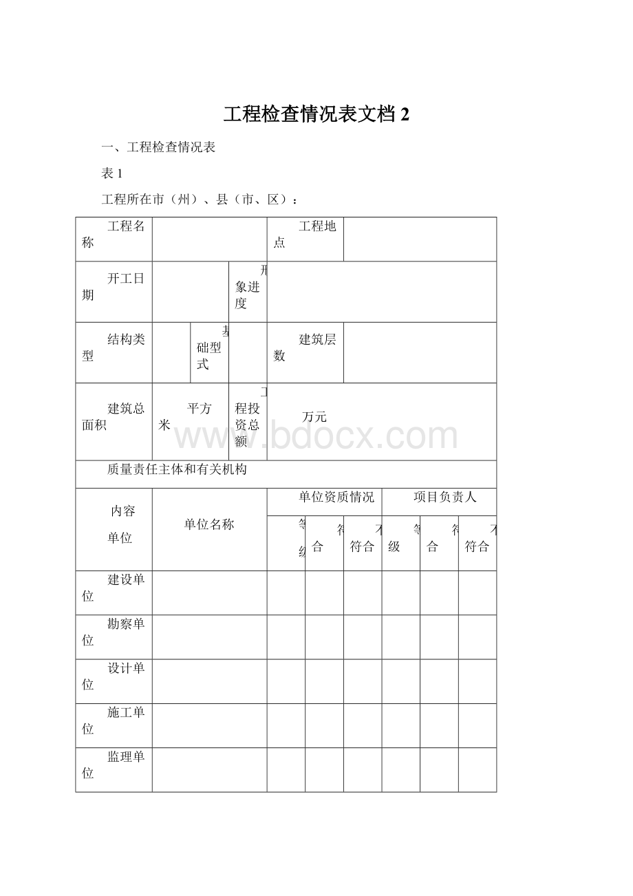 工程检查情况表文档 2Word格式文档下载.docx