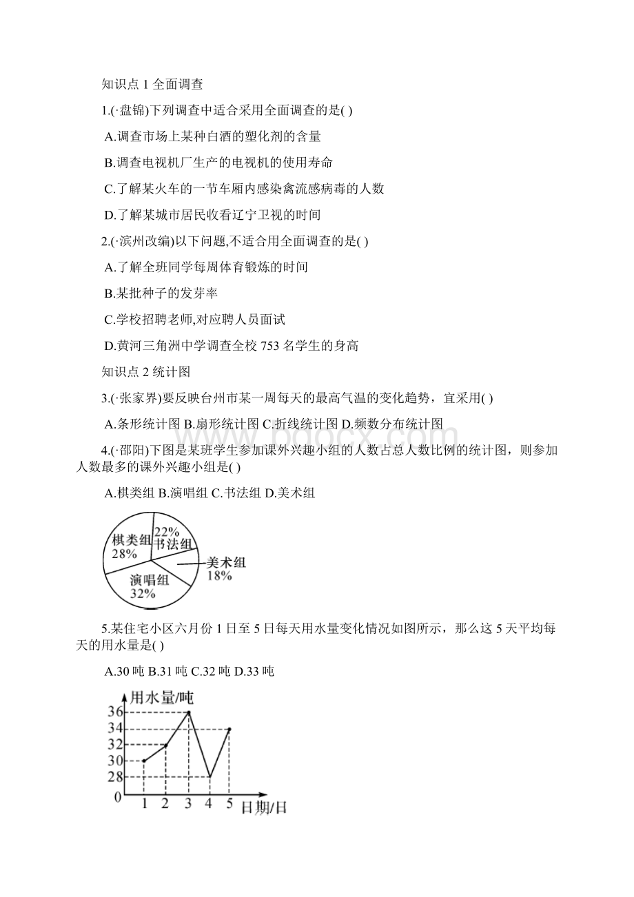 新人教版七年级下数学同步练习补习复习资料第10章数据的收集整理与描述.docx_第2页