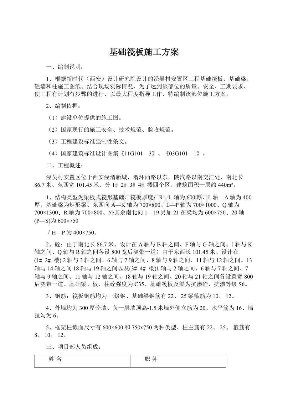 基础筏板施工方案文档格式.docx_第1页