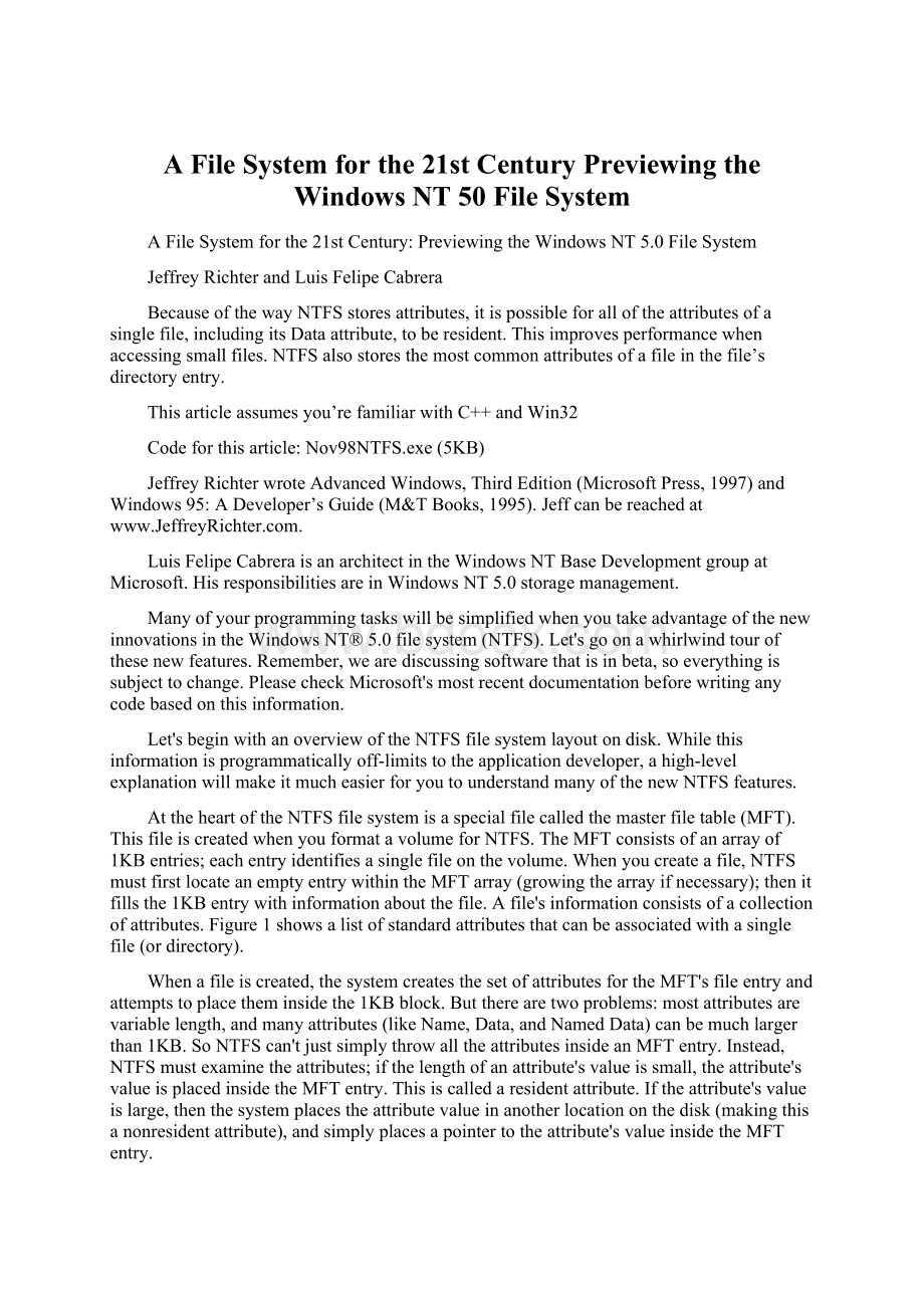 A File System for the 21st Century Previewing the Windows NT 50 File System.docx