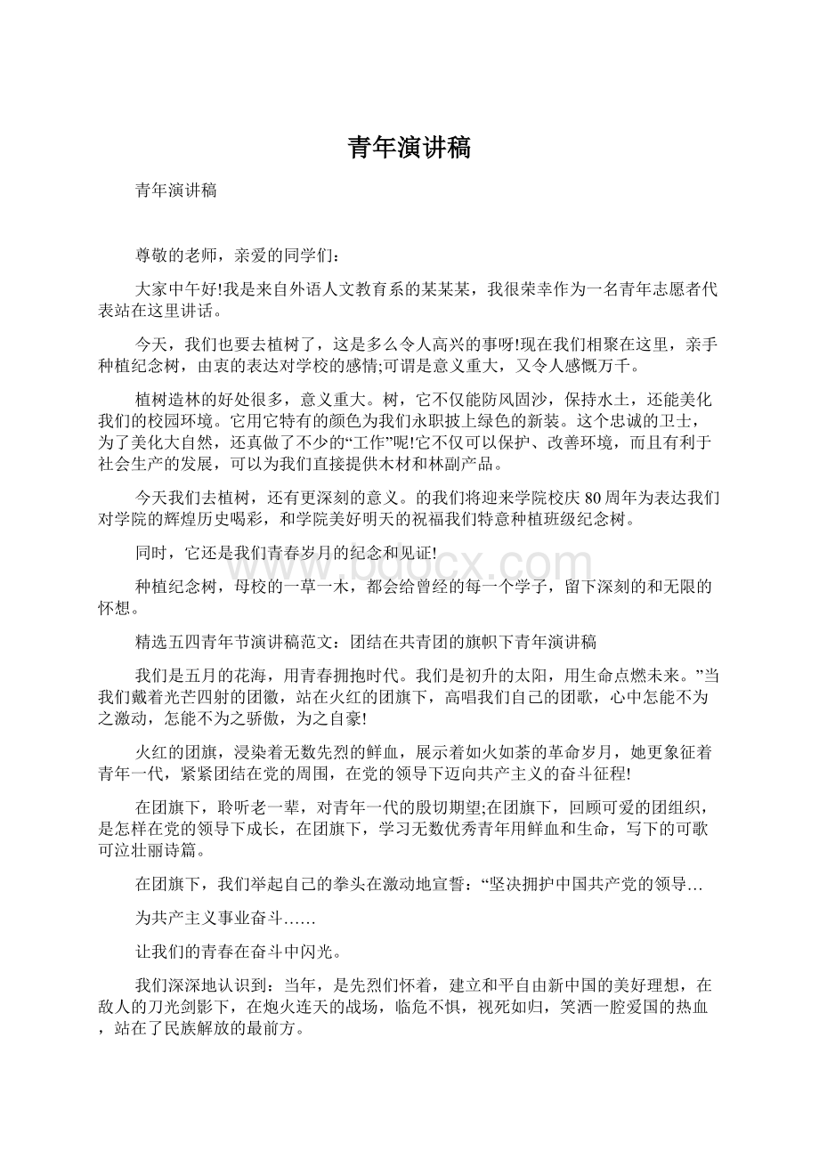 青年演讲稿Word文档下载推荐.docx_第1页