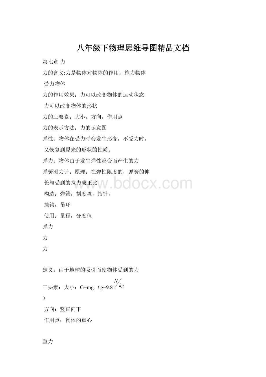 八年级下物理思维导图精品文档.docx_第1页