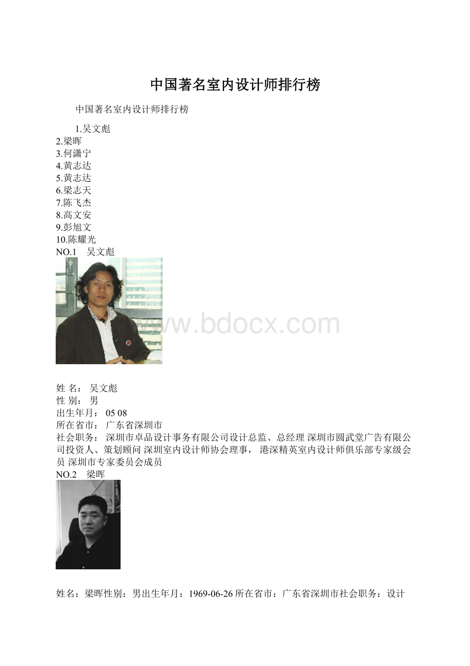 中国著名室内设计师排行榜.docx