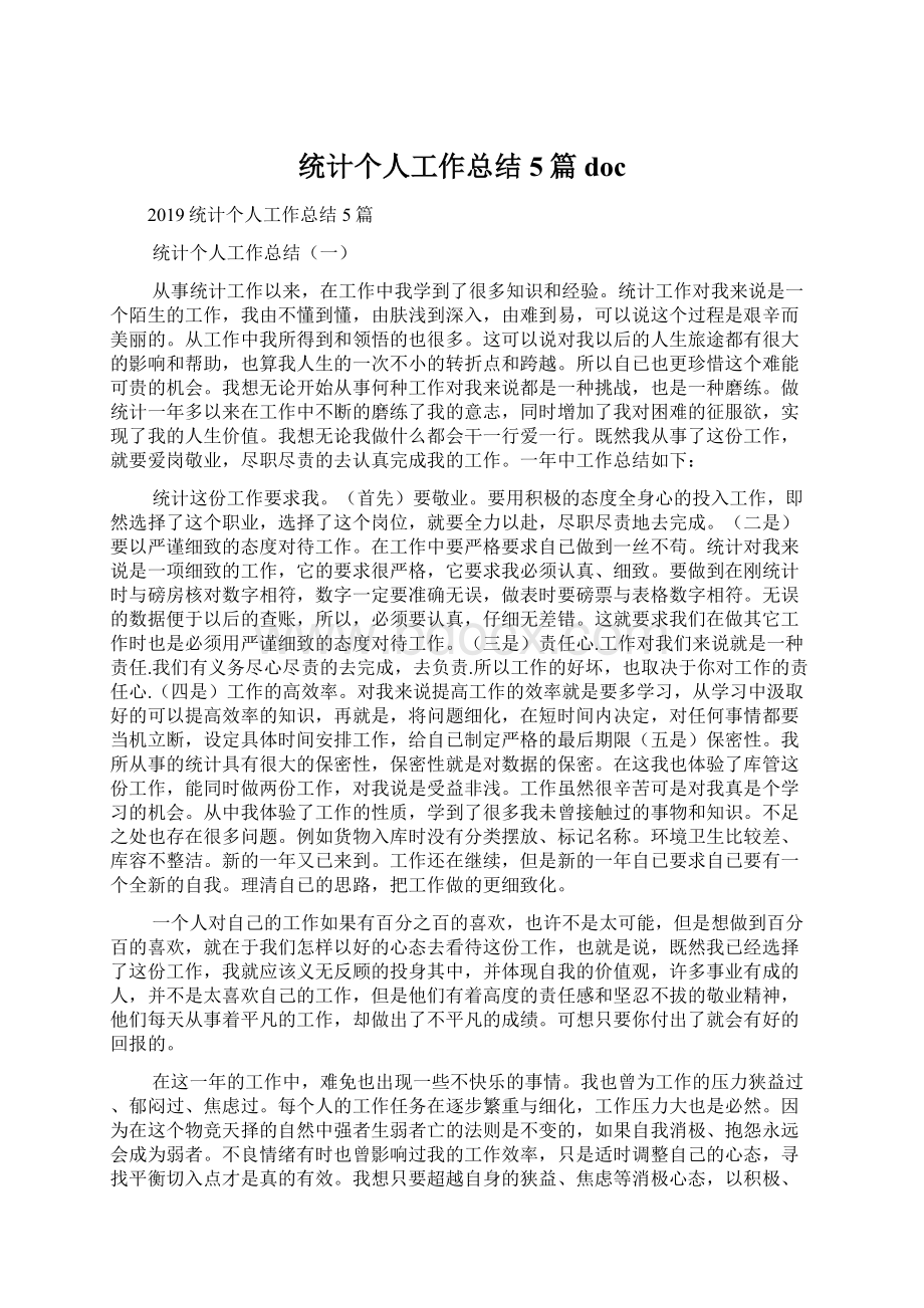 统计个人工作总结5篇docWord格式文档下载.docx_第1页