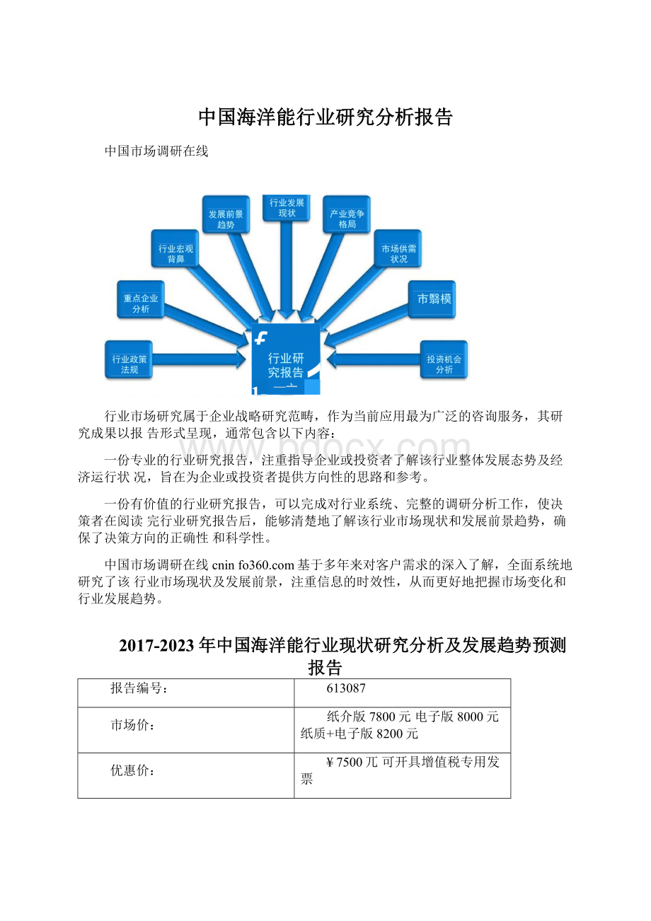 中国海洋能行业研究分析报告Word文件下载.docx