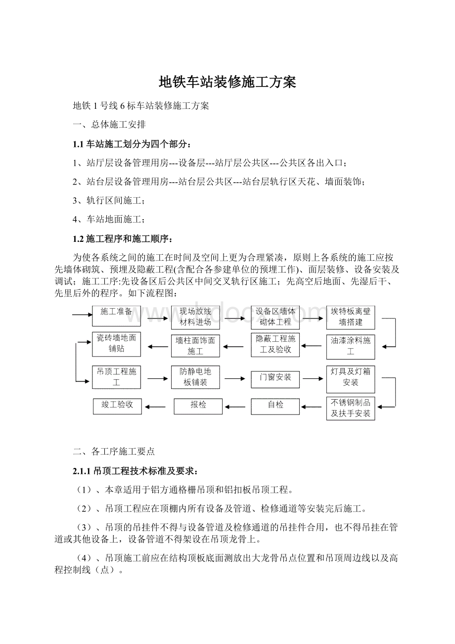 地铁车站装修施工方案Word文档格式.docx_第1页