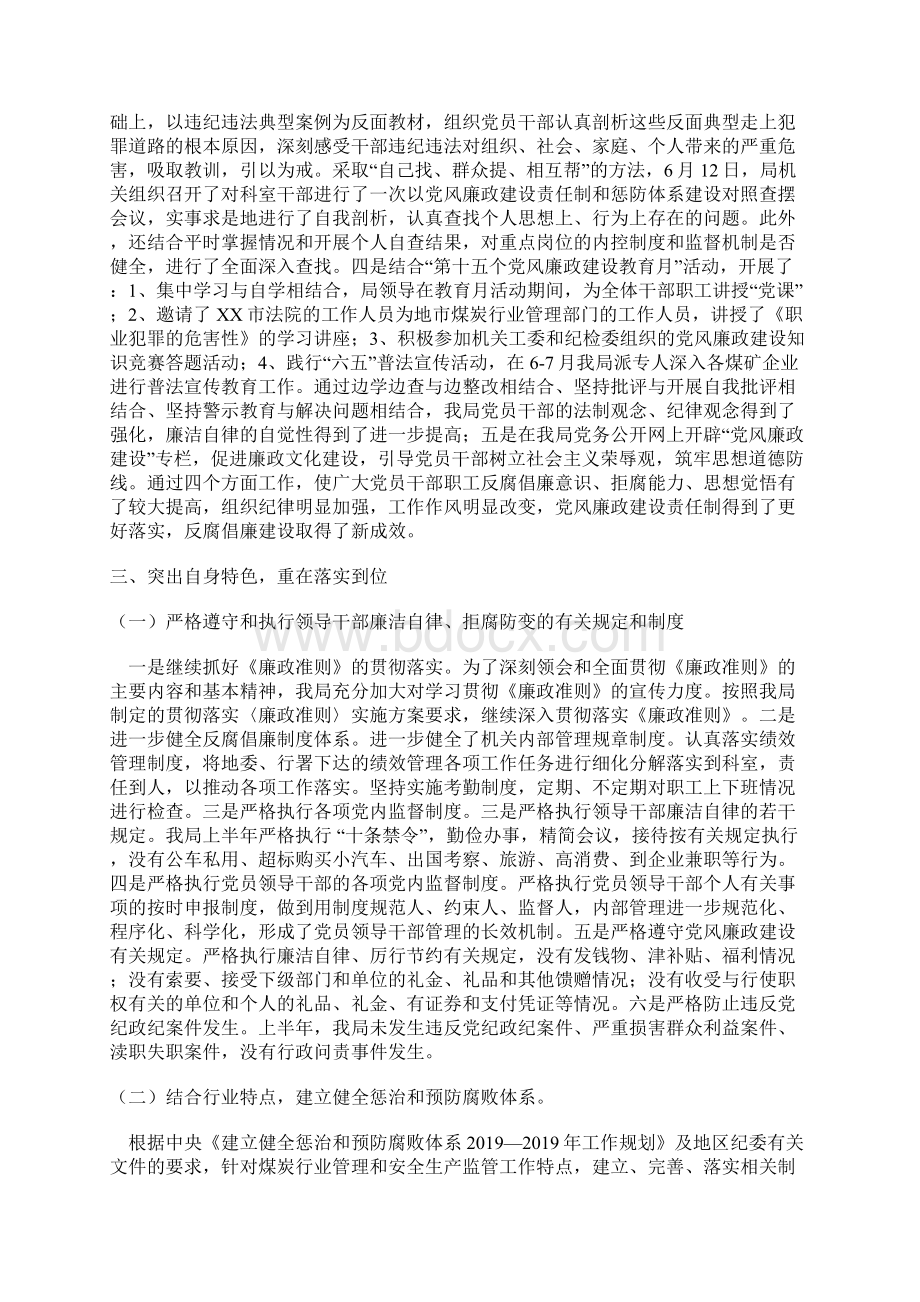 煤炭工业管理局落实党风廉政建设工作总结.docx_第2页