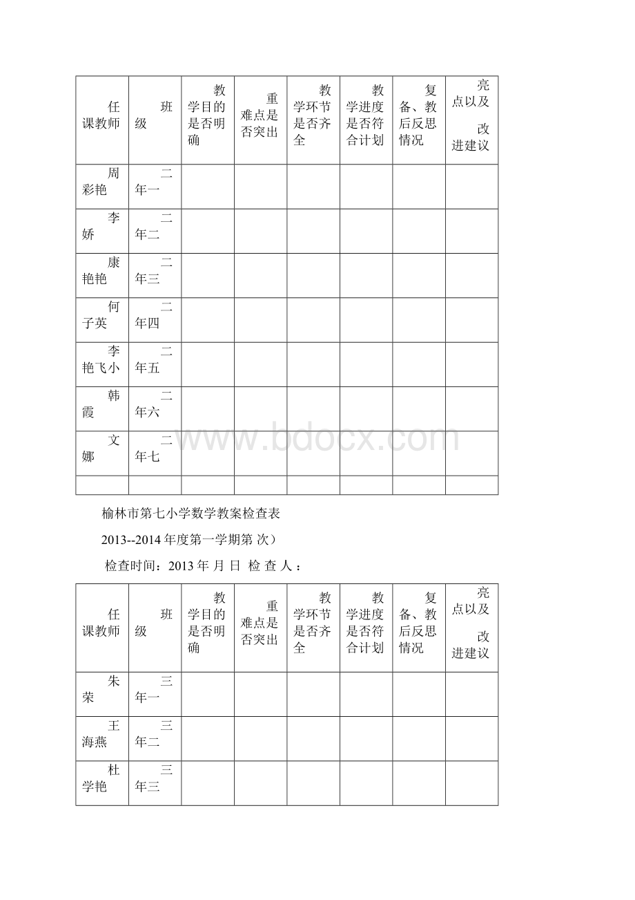 榆林市第七小学数学教案检查表Word格式.docx_第2页