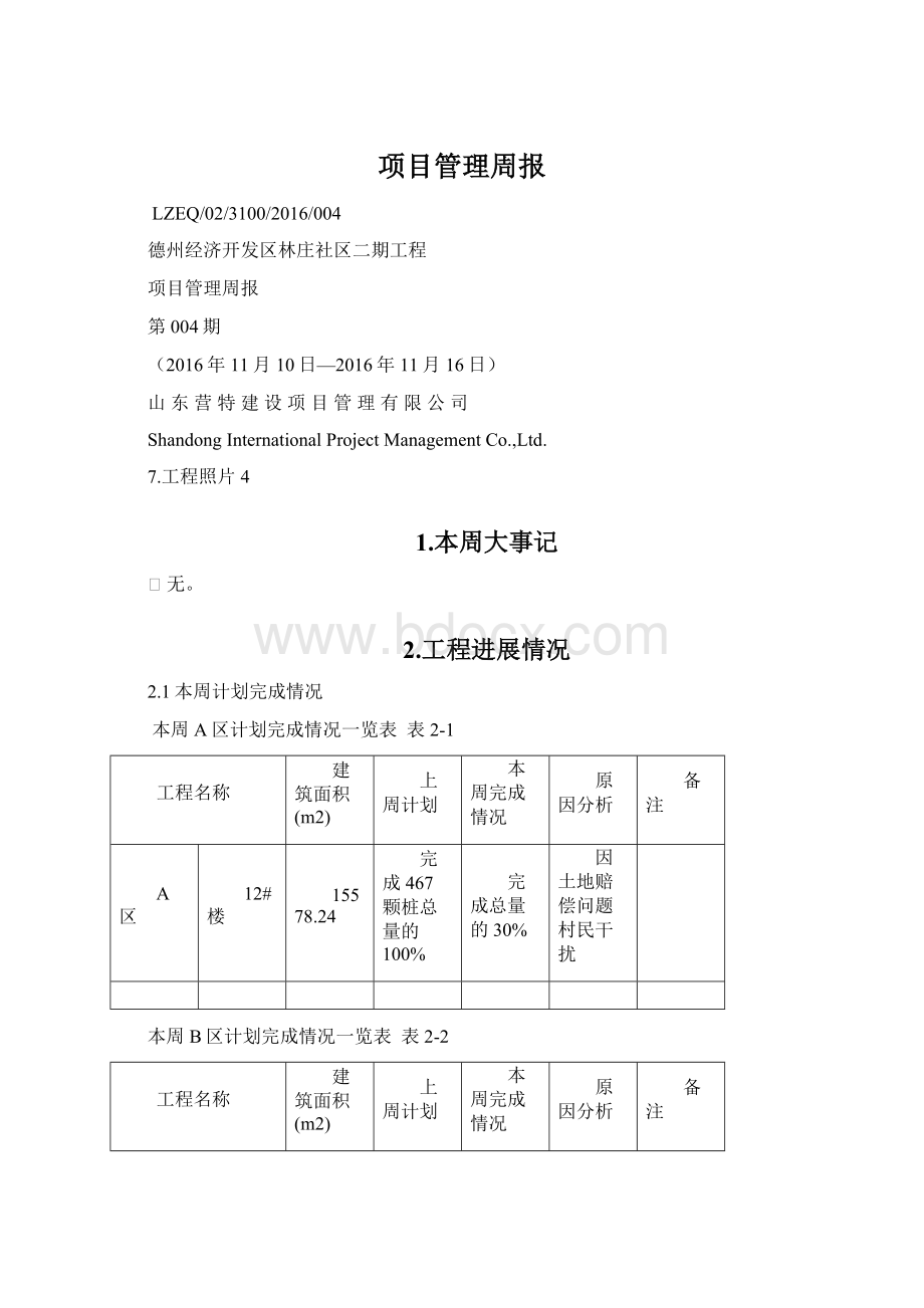 项目管理周报.docx_第1页