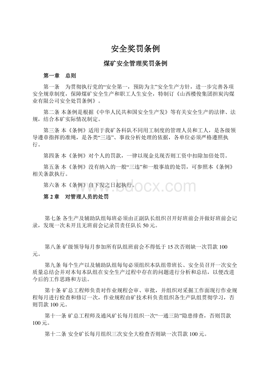 安全奖罚条例文档格式.docx