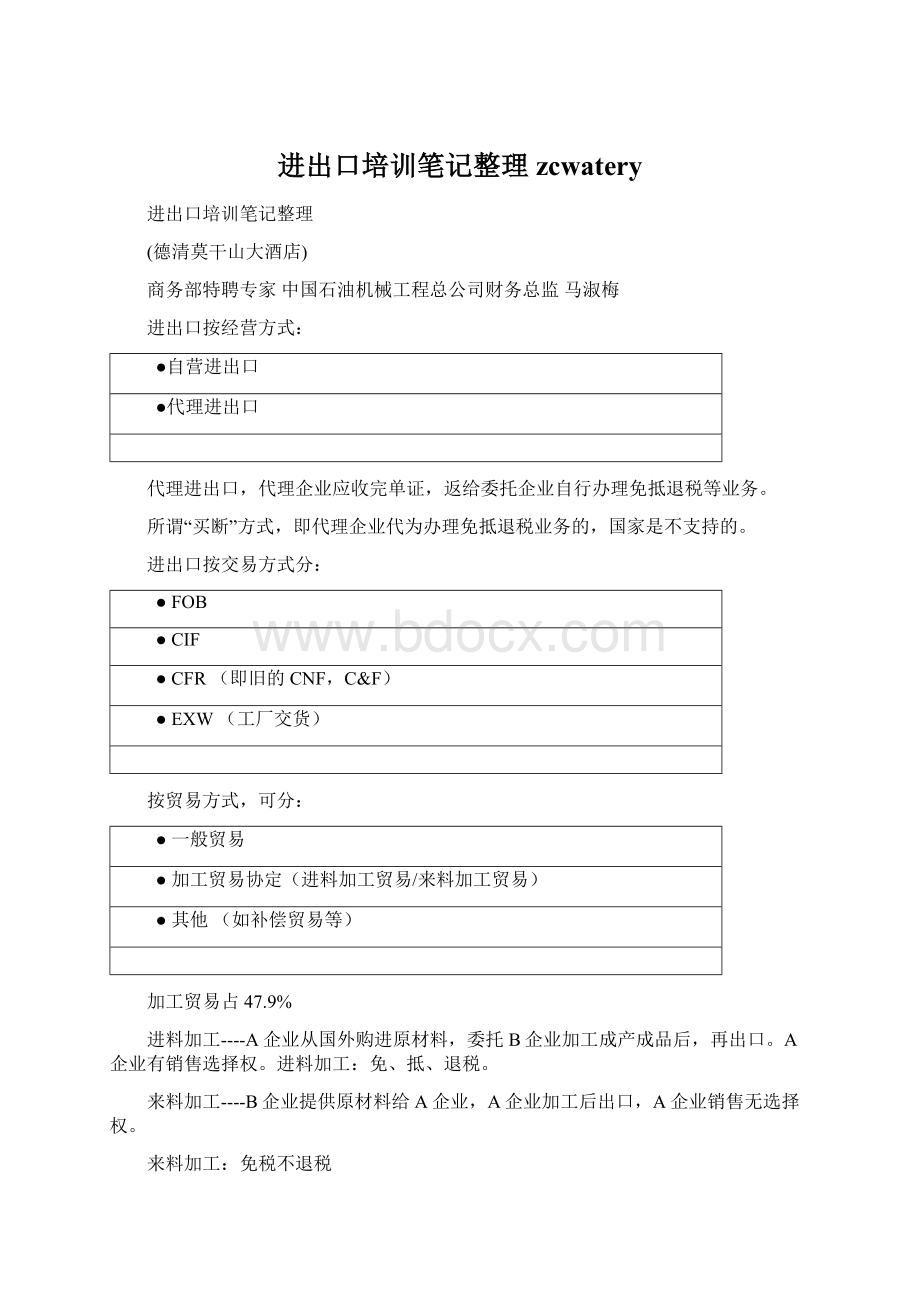 进出口培训笔记整理zcwateryWord文档下载推荐.docx