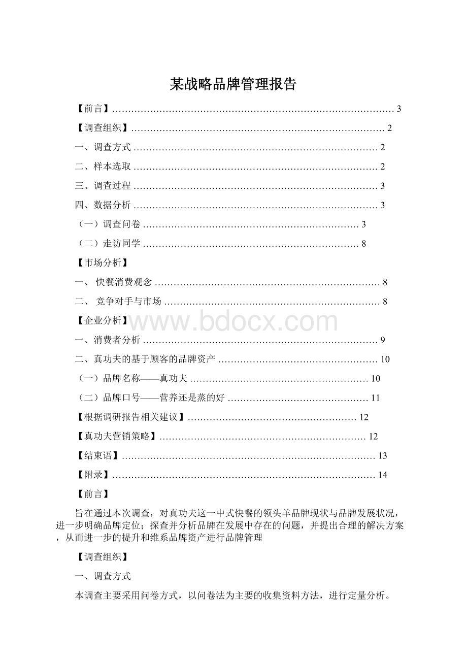 某战略品牌管理报告文档格式.docx