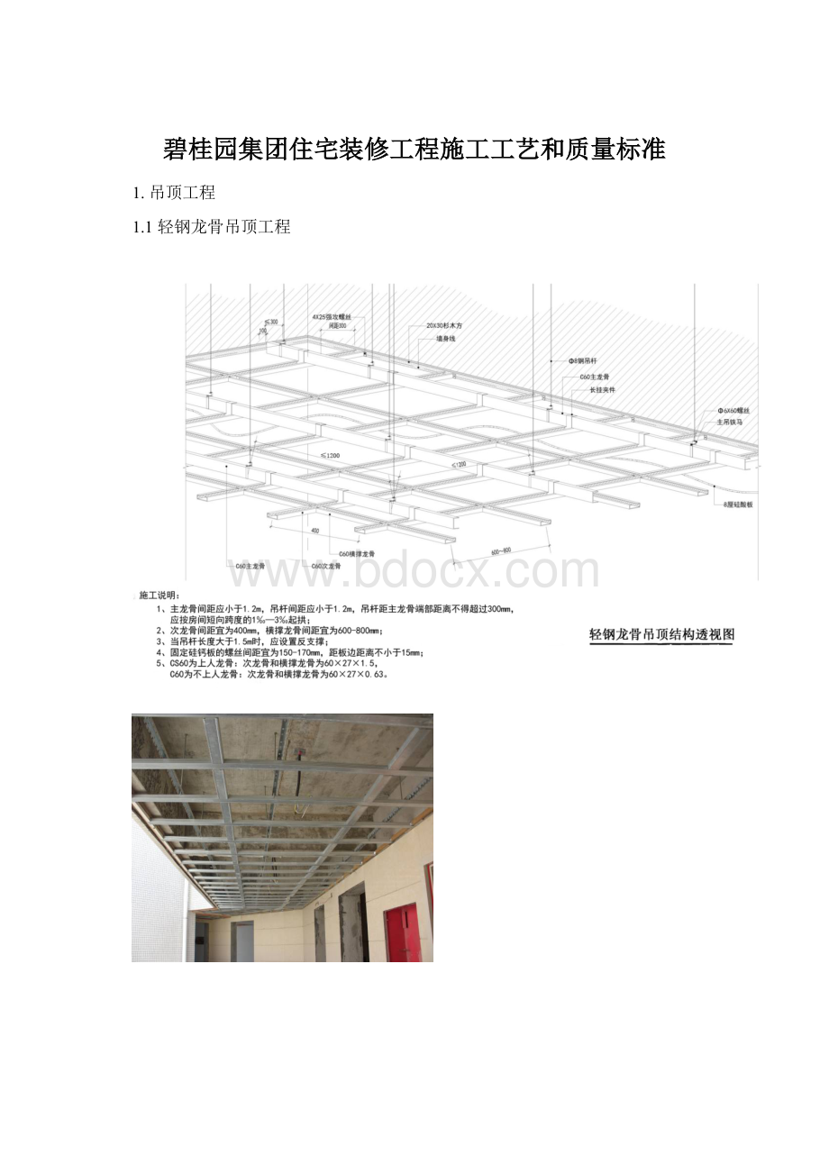 碧桂园集团住宅装修工程施工工艺和质量标准.docx_第1页