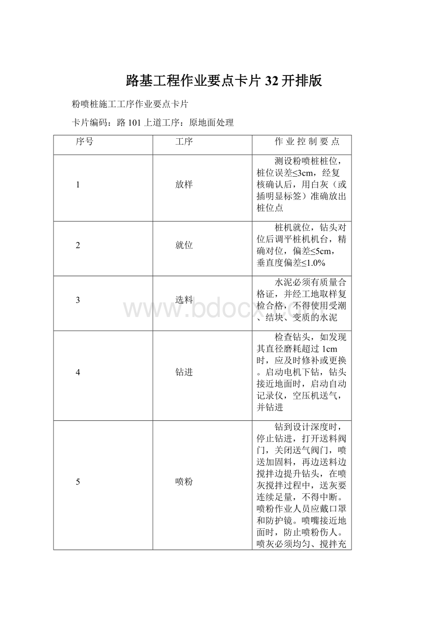 路基工程作业要点卡片32开排版Word文档下载推荐.docx_第1页