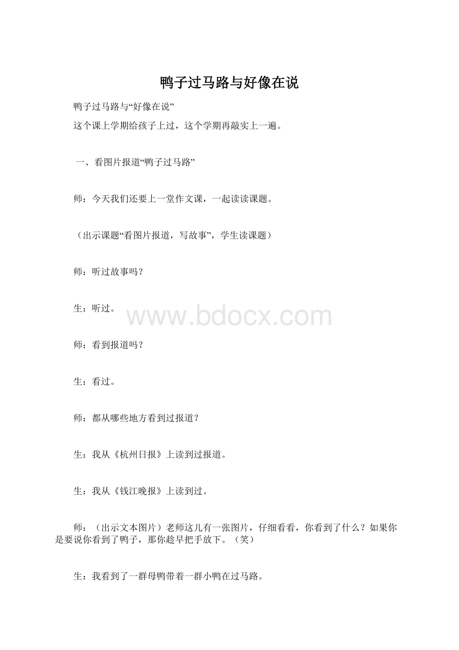 鸭子过马路与好像在说.docx_第1页