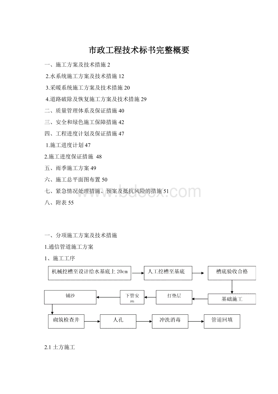 市政工程技术标书完整概要.docx