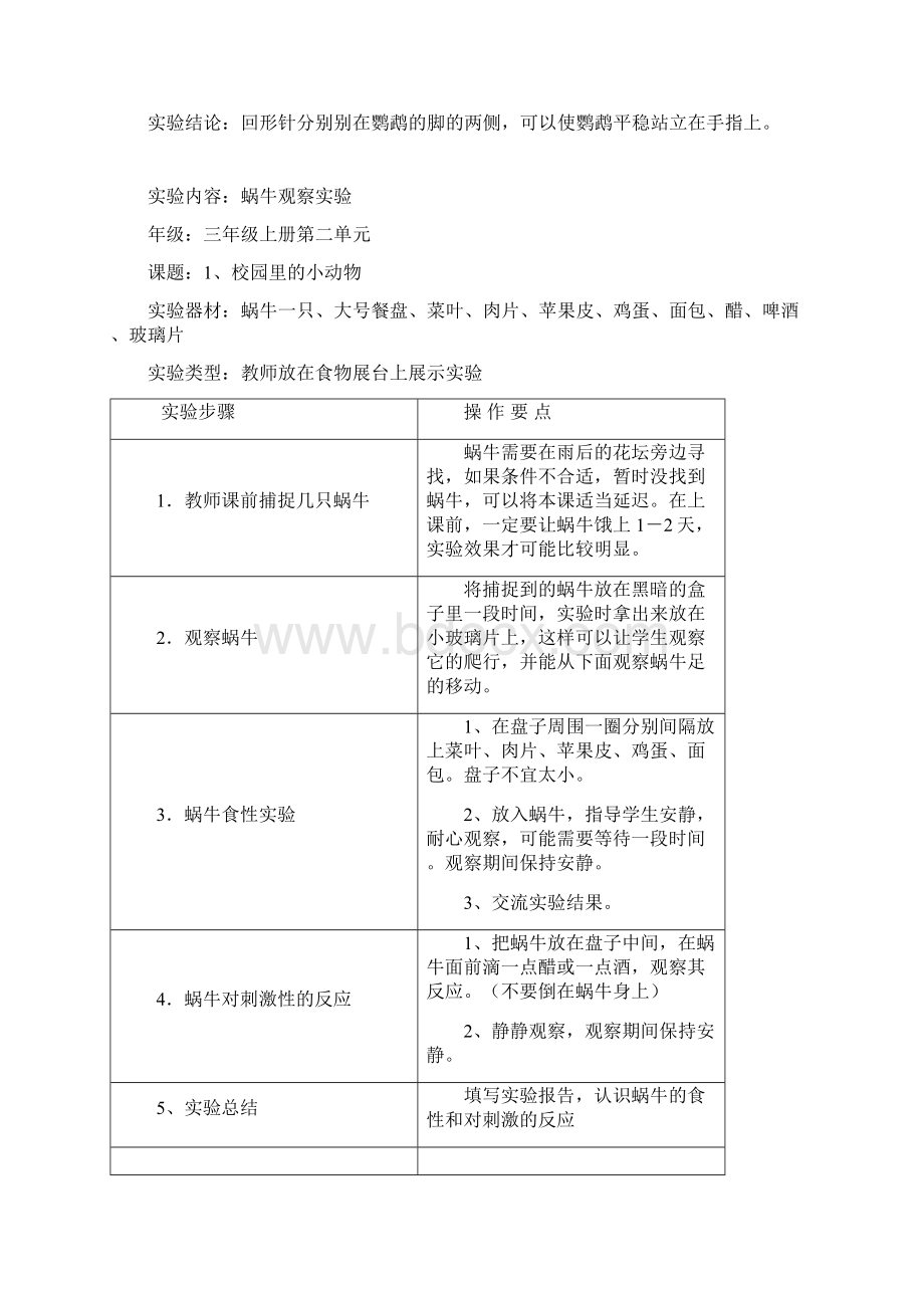 小学科学实验操作项目及技能要求三年级Word文件下载.docx_第2页