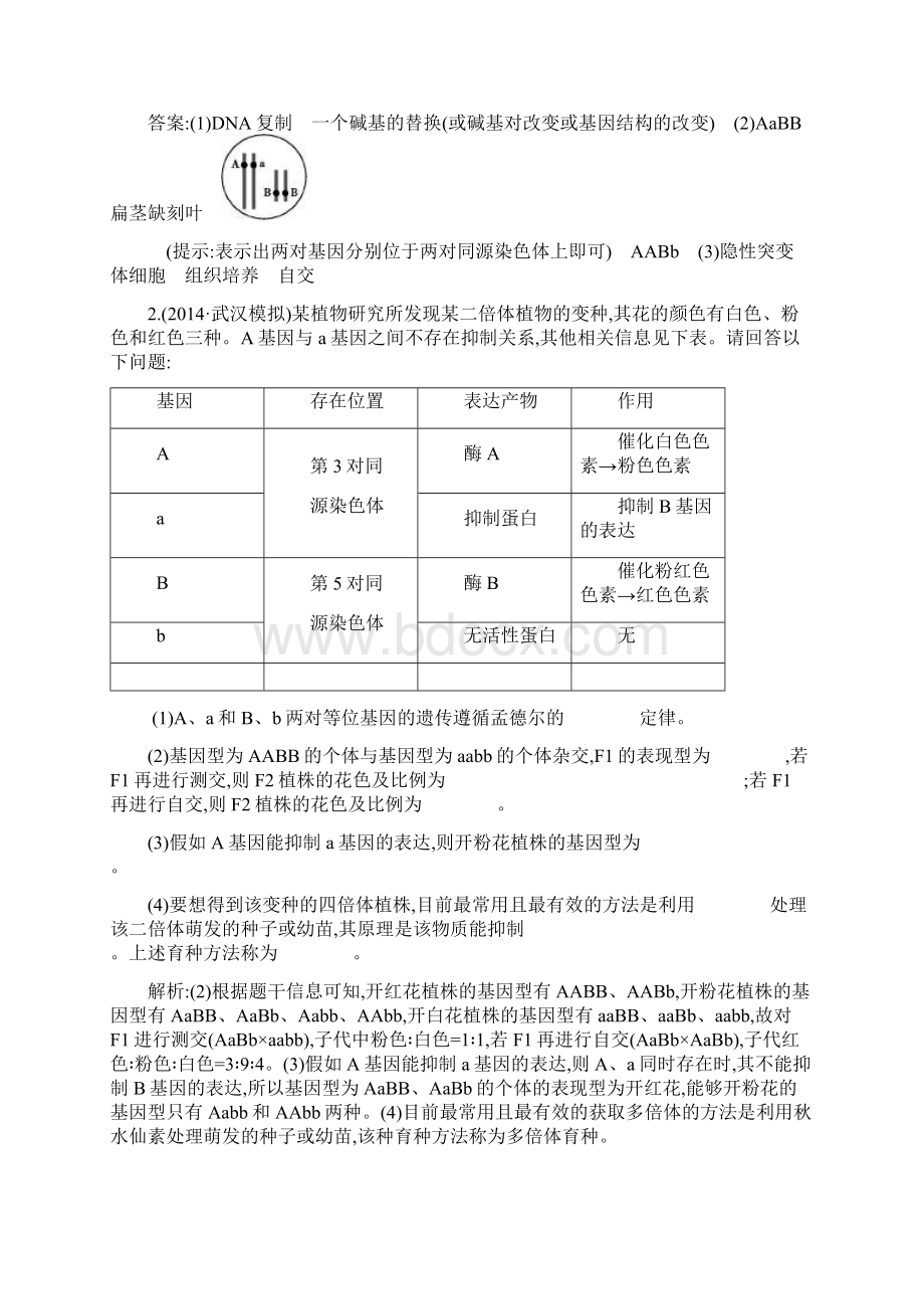 届高考生物一轮课堂复习大题冲关集训三AWord格式.docx_第2页