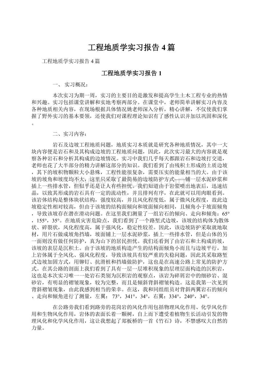 工程地质学实习报告4篇.docx_第1页