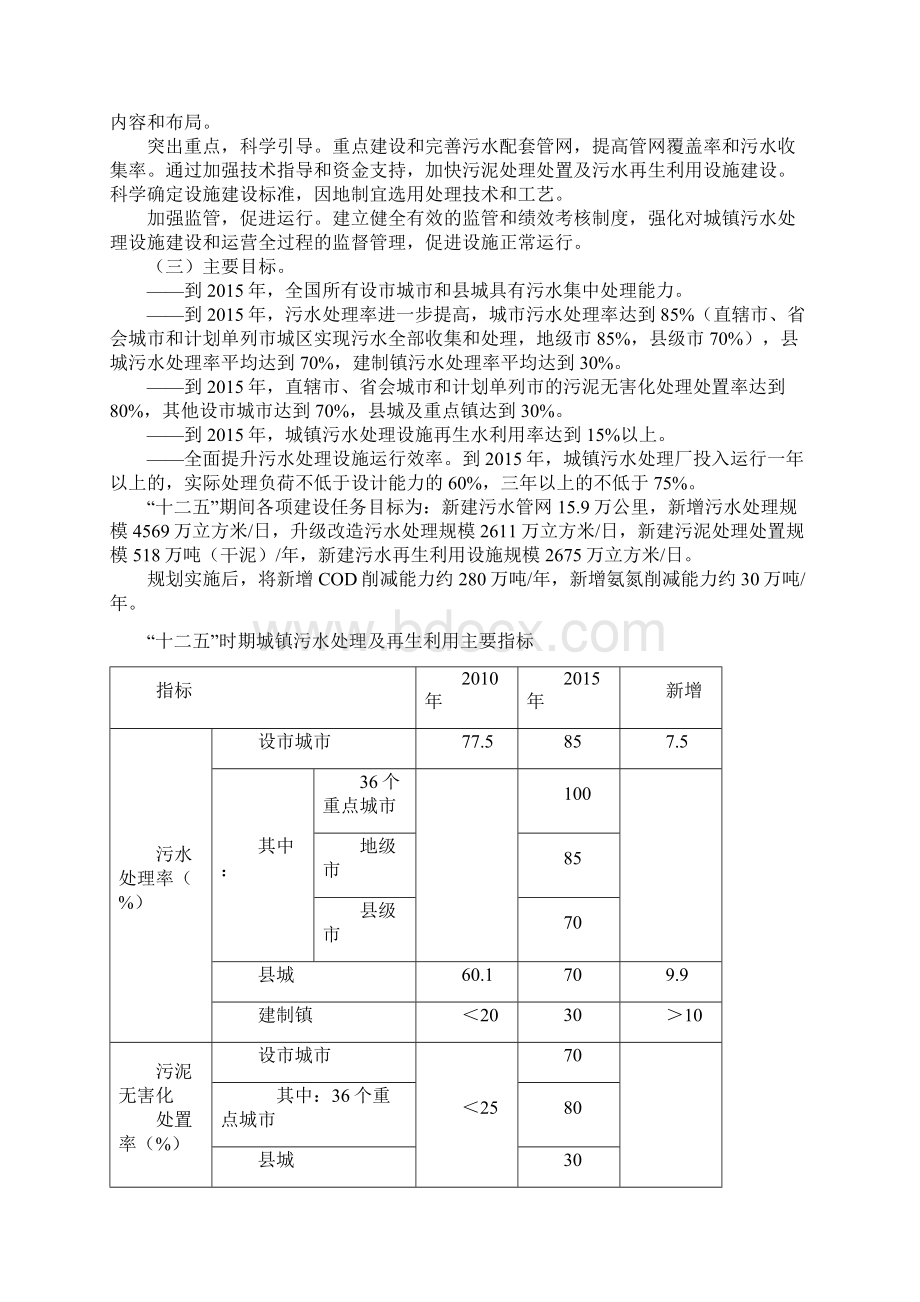 十二五全国城镇污水处理及再生利用设施建设规划Word格式文档下载.docx_第2页