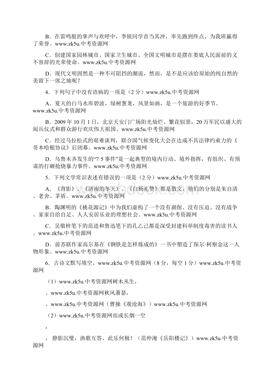 娄底中考语文试题及答案文档格式.docx_第2页