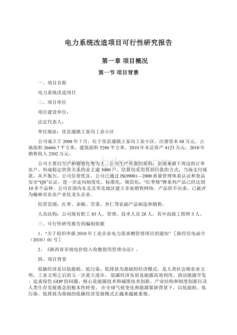 电力系统改造项目可行性研究报告.docx