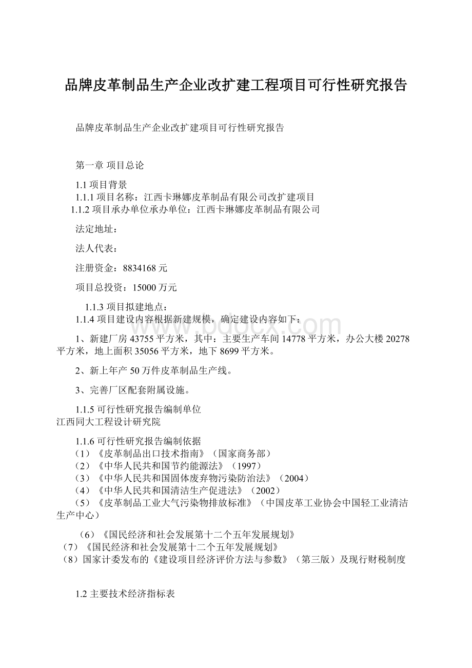 品牌皮革制品生产企业改扩建工程项目可行性研究报告.docx