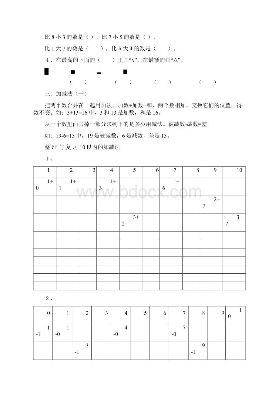 一年级数学上册期末复习资料.docx_第2页