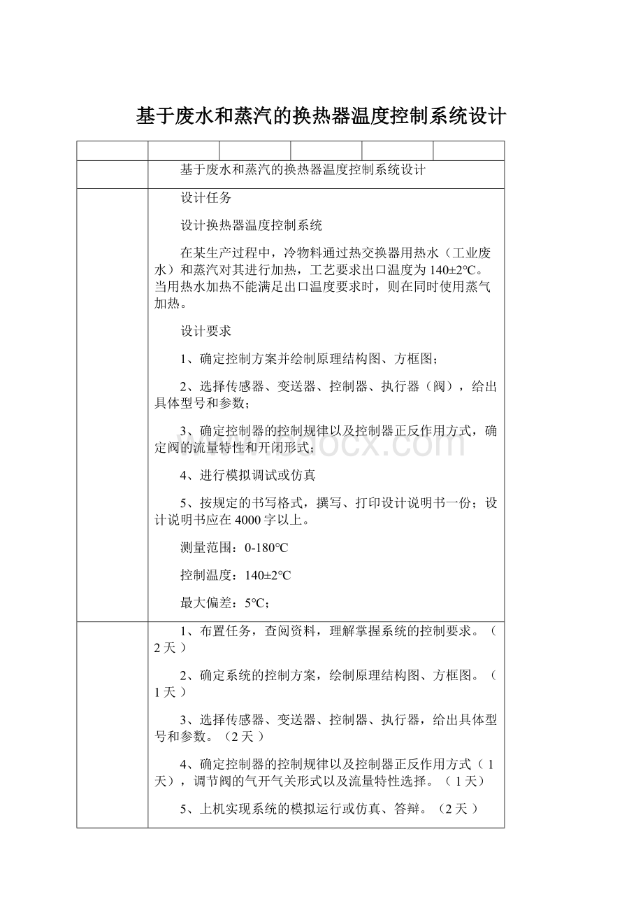 基于废水和蒸汽的换热器温度控制系统设计.docx_第1页