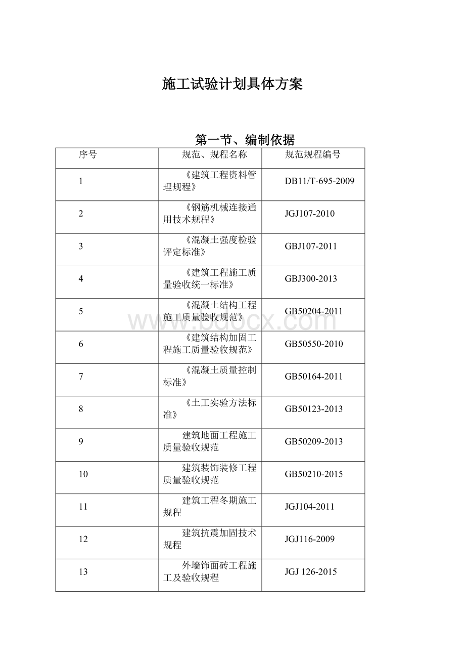 施工试验计划具体方案Word文档下载推荐.docx