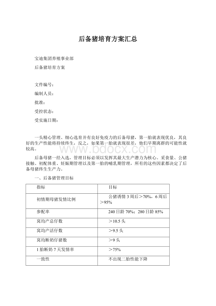 后备猪培育方案汇总文档格式.docx