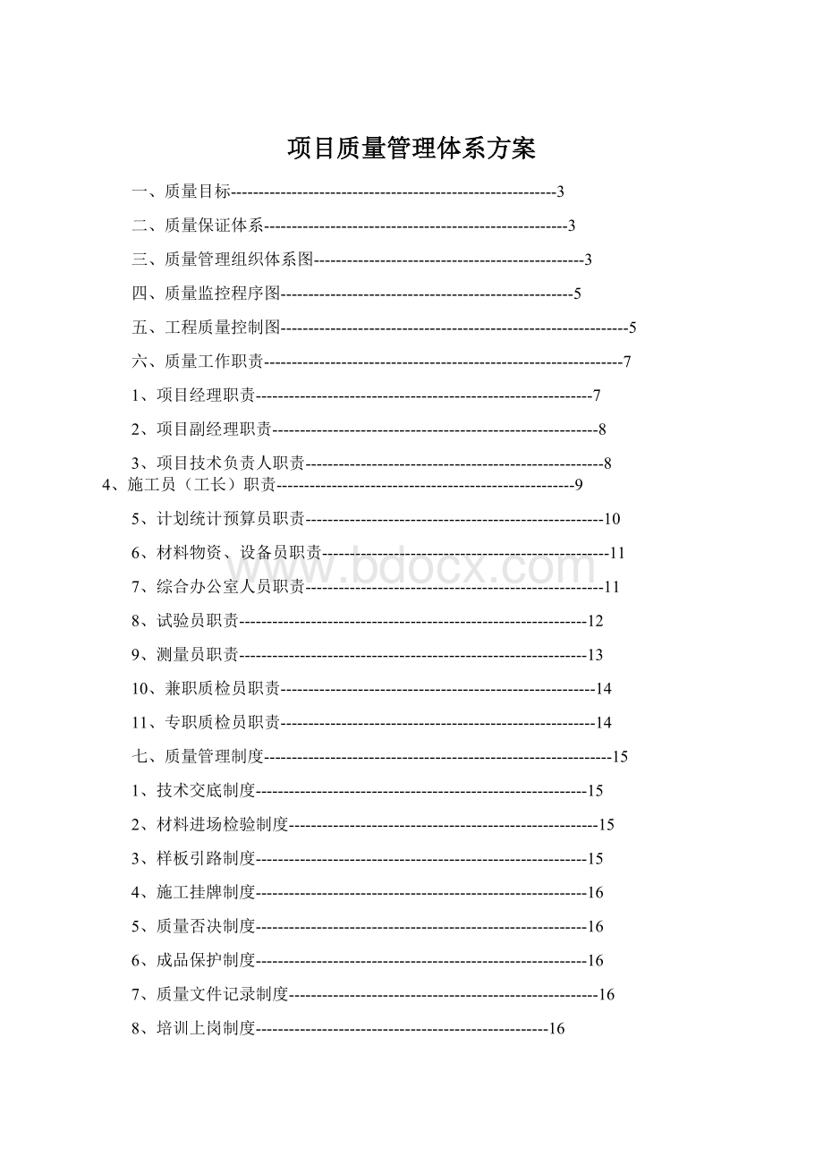 项目质量管理体系方案Word文档下载推荐.docx