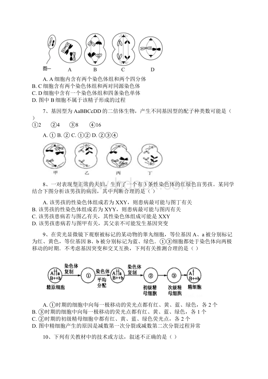 山东省东营市第二中学届高三上学期模块考试期中生物试题.docx_第3页