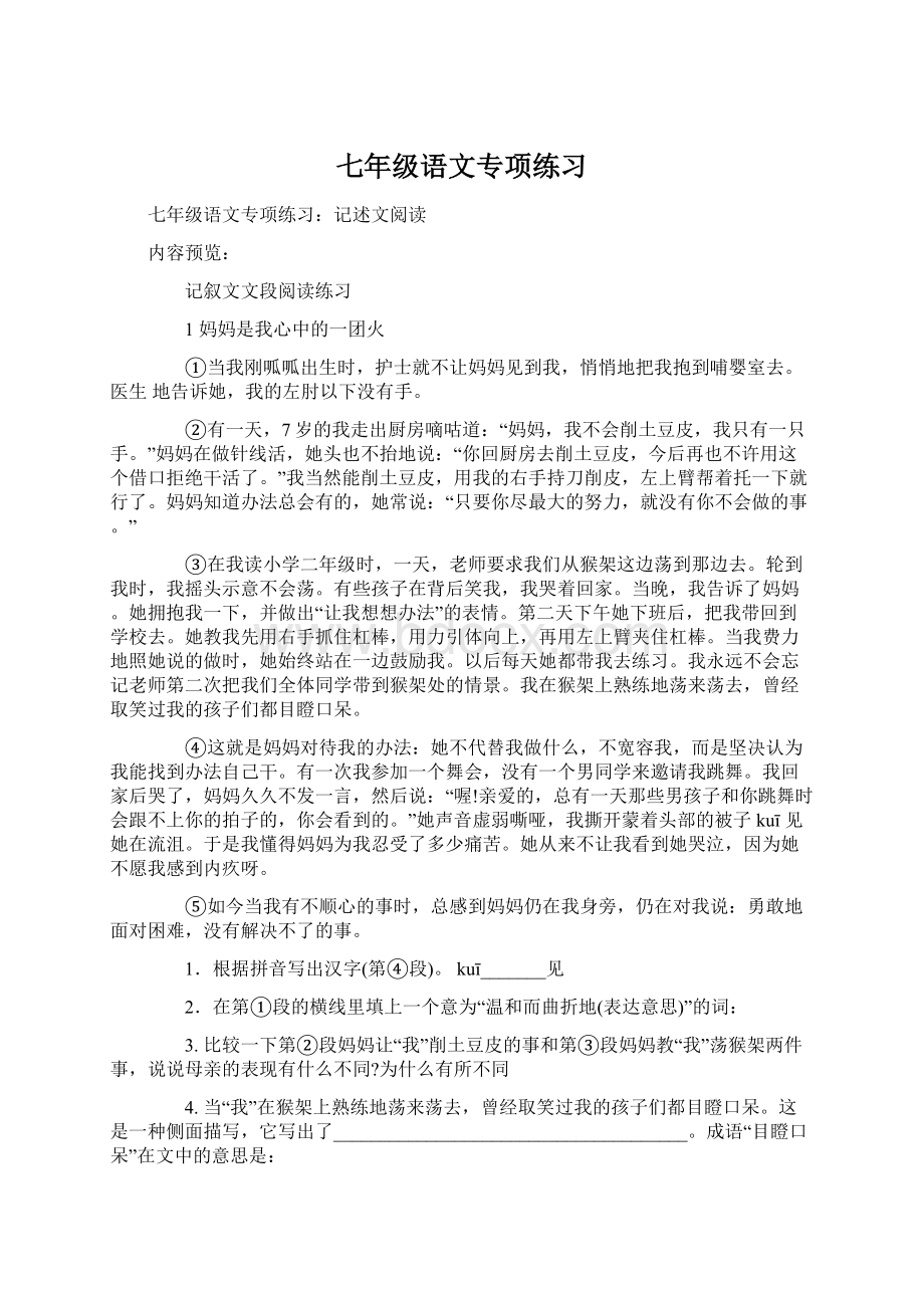 七年级语文专项练习Word文档格式.docx